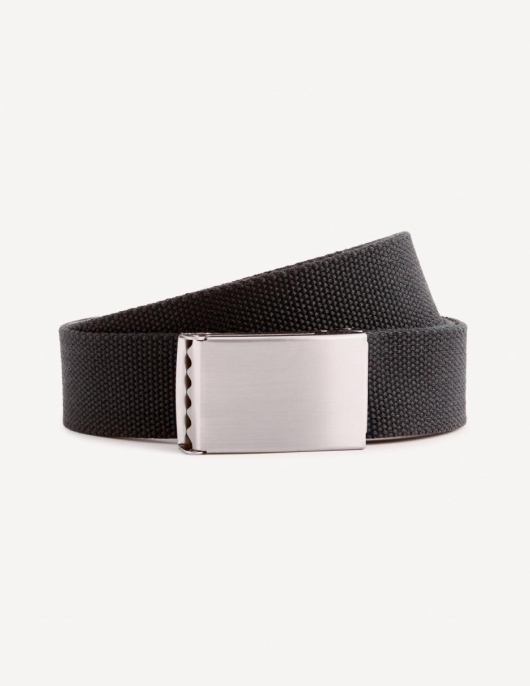 Homme Ceinture Sangle Avec Boucle En Métal – Noir | Celio Ceintures Et Bretelles