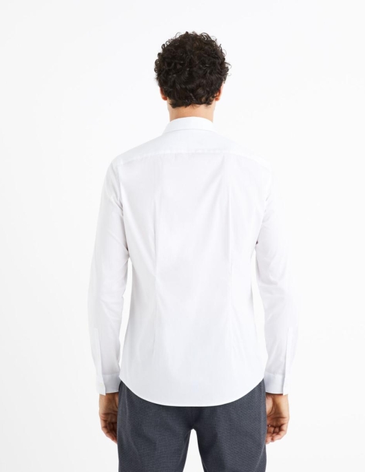 Homme Chemise Slim Coton Stretch – Blanc | Celio Chemises