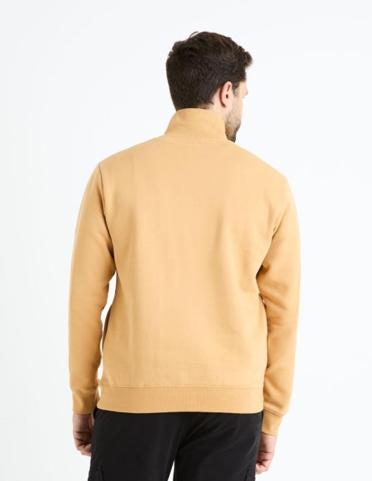 Homme Sweat Col Zippé Coton Mélangé – Beige | Celio Sweats