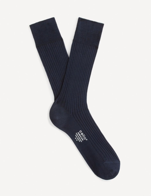 Homme Chaussettes Hautes Fil D'écosse – Marine | Celio Chaussettes