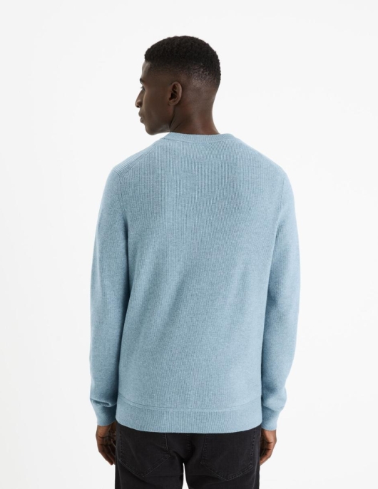 Homme Pull Col Rond – Bleu Clair | Celio Pulls Col Rond