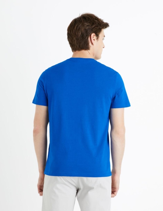 Homme T-shirt Col Rond 100% Coton – Bleu | Celio T-shirts