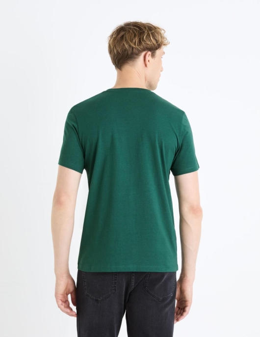 Homme T-shirt Col Rond 100% Coton – Vert | Celio T-shirts