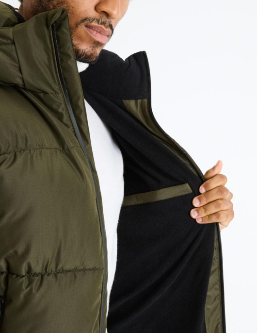 Homme Doudoune Grand Froid à Capuche – Kaki | Celio Manteaux