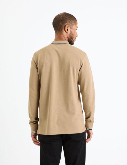 Homme Polo Piqué Manches Longues – Beige | Celio Polos