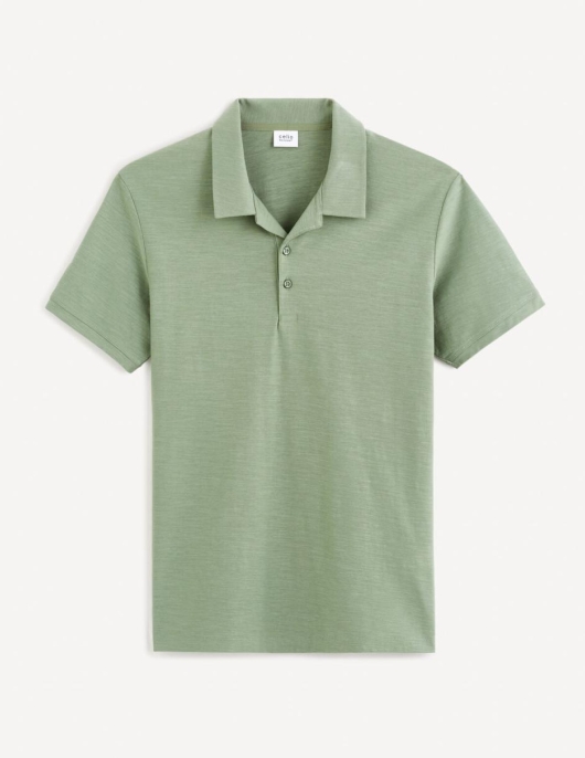 Homme Polo Col Cubain – Vert Sauge | Celio Polos