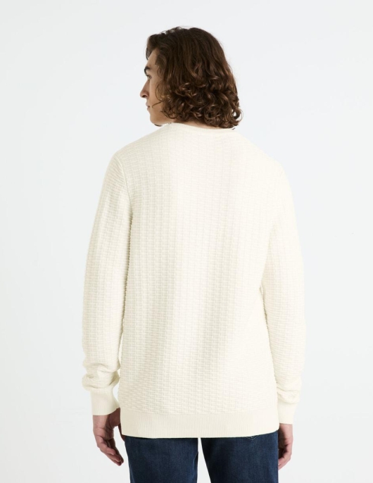 Homme Pull Col Rond 100% Coton – Beige | Celio Pulls Col Rond