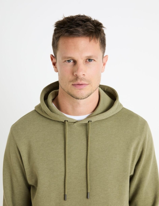 Homme Sweat à  Capuche Coton Mélangé – Kaki | Celio Sweats