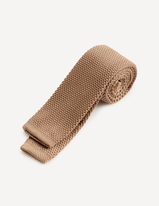 Homme Cravate Imitation Maille Coton – Beige | Celio Cravates