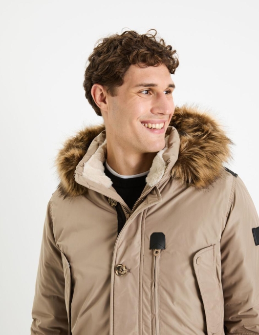 Homme Parka Grand Froid à  Capuche – Camel | Celio Parkas