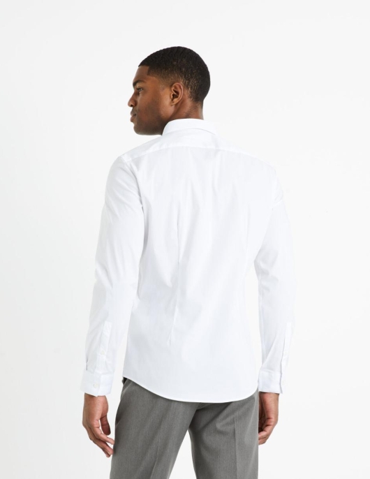 Homme Chemise Extra Slim Coton Stretch – Blanc | Celio Chemises