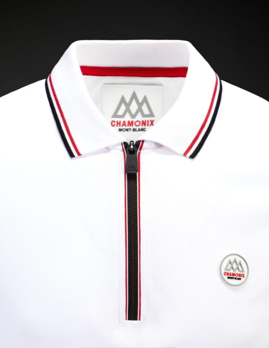 Homme Chamonix-Mont-Blanc – Polo Zippé Manches Longues Blanc | Celio Chamonix-Mont-Blanc