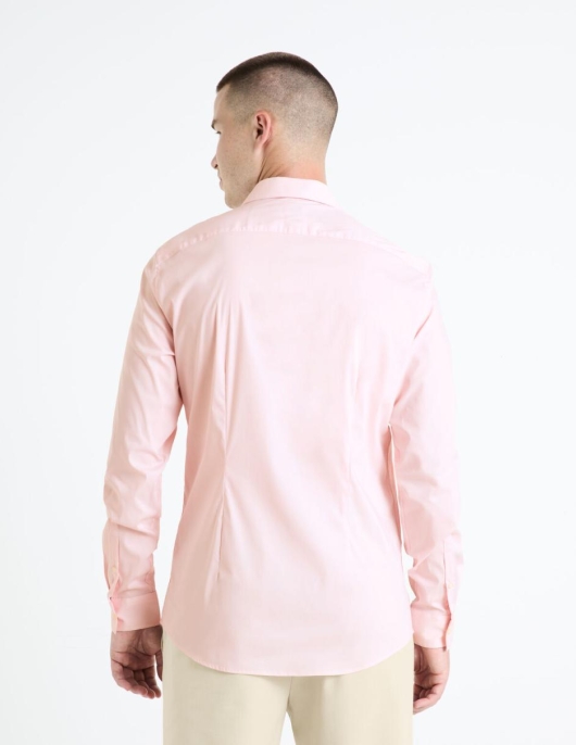 Homme Chemise Slim Coton Stretch – Rose | Celio Chemises