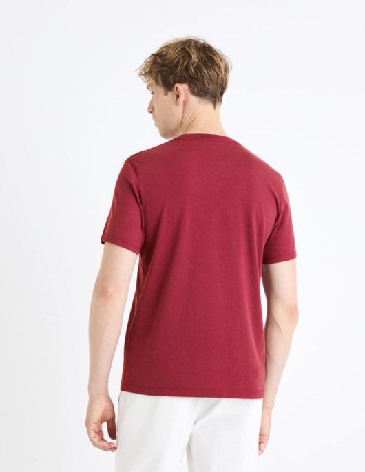 Homme T-shirt Col Rond 100% Coton – Bordeaux | Celio T-shirts