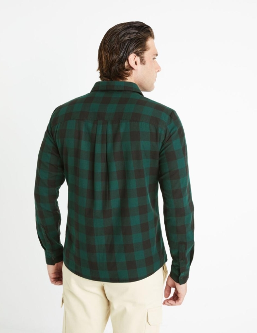 Homme Chemise Regular 100% Coton – Vert | Celio Chemises