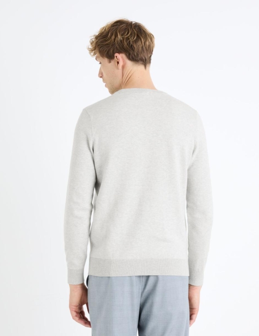 Homme Pull Col Rond 100% Coton – Gris Chine | Celio Pulls Col Rond