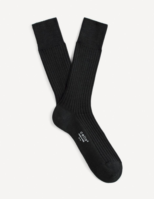 Homme Chaussettes Hautes 100% Laine Mérinos – Noir | Celio Chaussettes