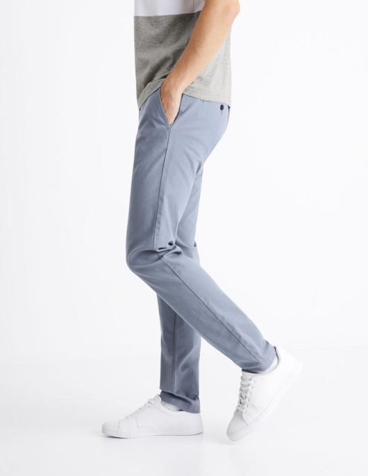 Homme Pantalon Chino Slim – Bleu Acier | Celio Pantalons