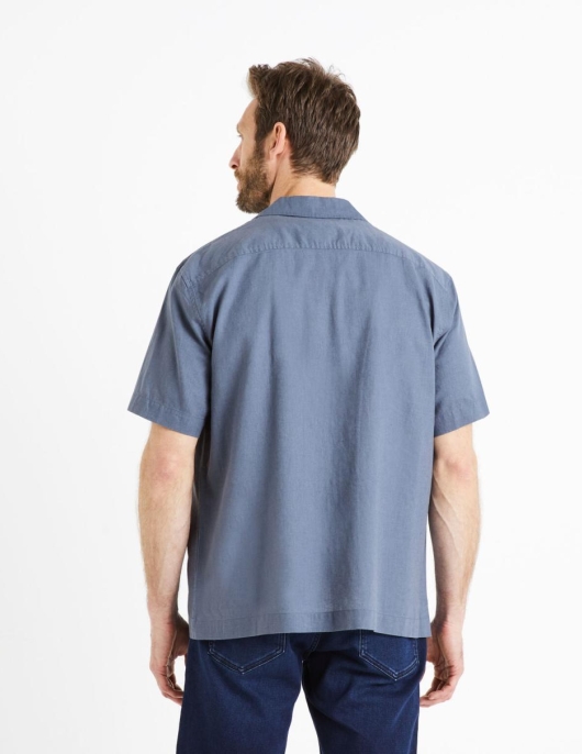 Homme Chemise Relax Lin Coton – Bleu | Celio Chemises