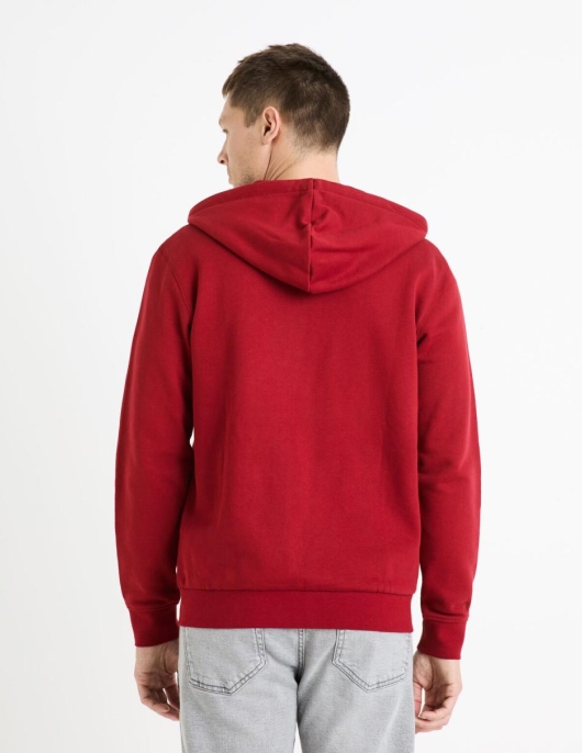 Homme Sweat Zippé à  Capuche 100% Coton – Bordeaux | Celio Sweats