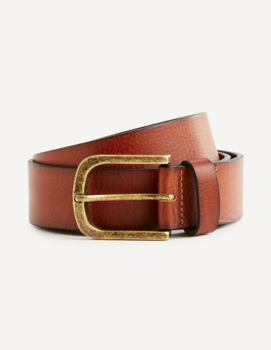 Homme Ceinture Cuir Grainé – Tan | Celio Ceintures Et Bretelles