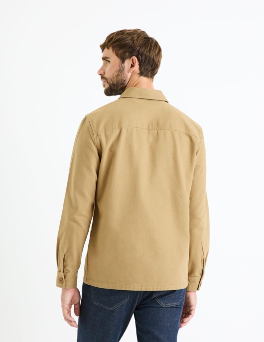 Homme Surchemise Oversize 100% Coton – Camel | Celio Chemises