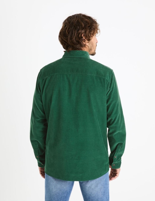 Homme Chemise Regular 100% Coton Velours – Vert | Celio Chemises