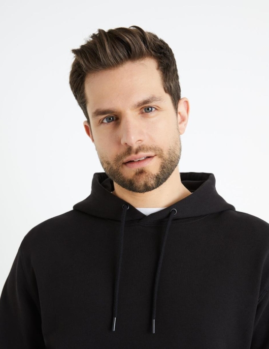 Homme Sweat à  Capuche 100% Coton – Noir | Celio Sweats