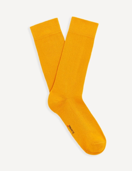 Homme Chaussettes Hautes Coton – Jaune | Celio Chaussettes