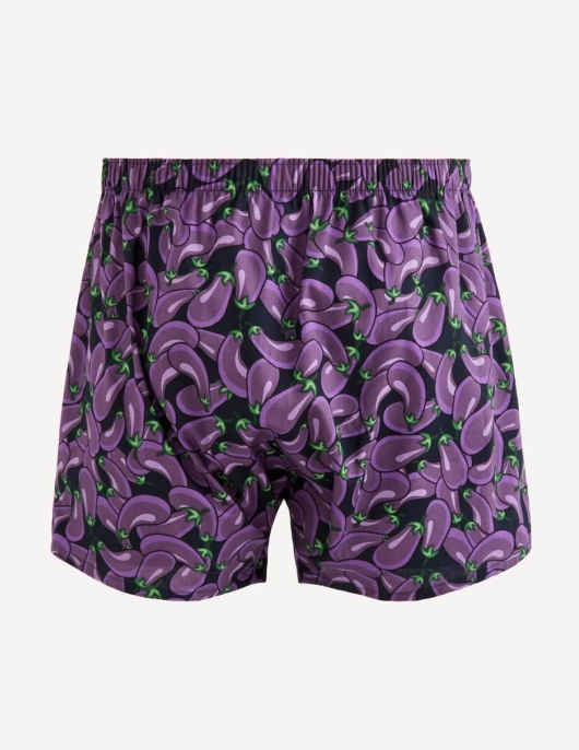 Homme Caleçon Popeline 100% Coton Aubergine – Marine | Celio Caleçons