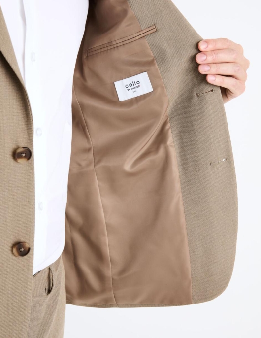 Homme Veste De Costume Slim New – Taupe | Celio Vestes