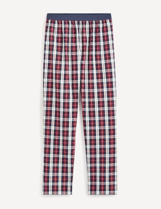 Homme Pyjama Manches Longues Et Pantalon à Carreaux – Marine | Celio Pyjamas