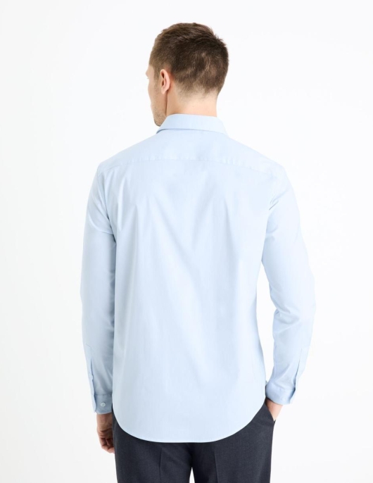 Homme Chemise Regular Coton Stretch – Bleu Clair | Celio Chemises