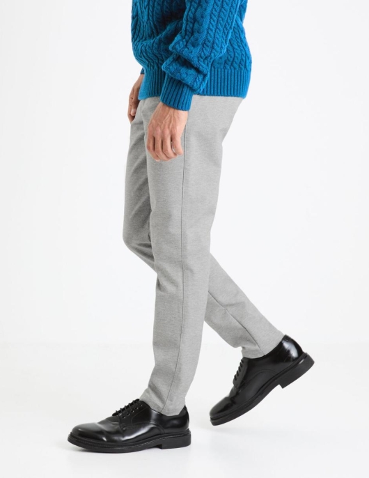 Homme Pantalon Chino En Maille – Gris | Celio Pantalons