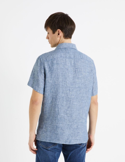 Homme Chemise Regular 100% Lin – Bleu | Celio Chemises