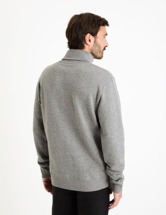 Homme Sweat Col Roulé Coton Mélangé – Gris | Celio Sweats