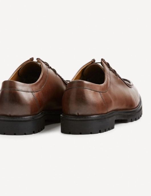 Homme Derbies 100% Cuir – Marron | Celio Chaussures Et Chaussons