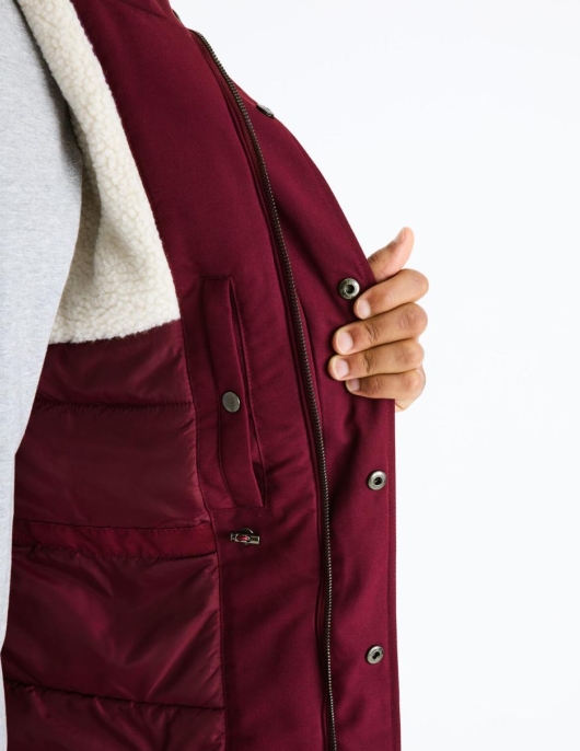 Homme Parka à Capuche Doublé Sherpa – Bordeaux | Celio Parkas