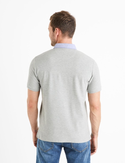 Homme Polo Piqué Col Chemise 100% Coton – Gris Chiné | Celio Polos