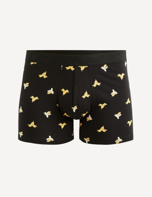 Homme Boxer En Coton Stretch Banabe – Noir | Celio Boxers