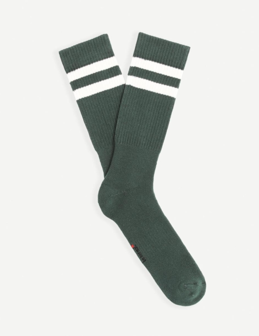 Homme Chaussettes Hautes De Sport Molletonnées – Vert | Celio Chaussettes