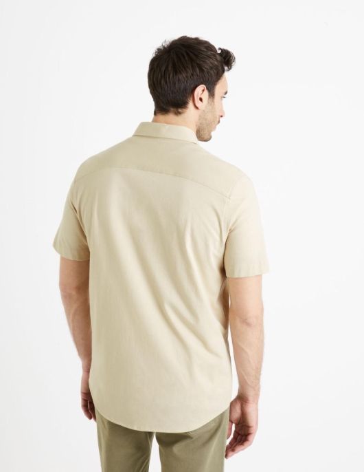 Homme Chemise Regular 100% Coton Maille Piquée – Beige | Celio Chemises