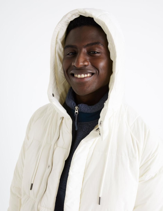 Homme Doudoune Chaude à Capuche – Blanc | Celio Manteaux