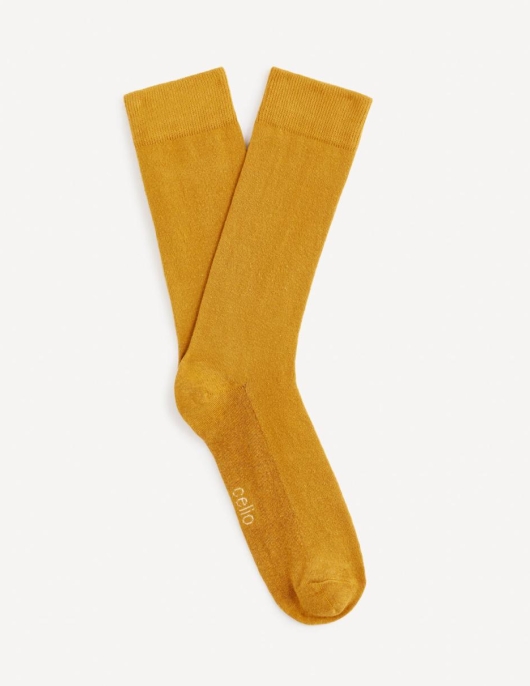 Homme Chaussettes Hautes 100% Coton – Jaune | Celio Chaussettes