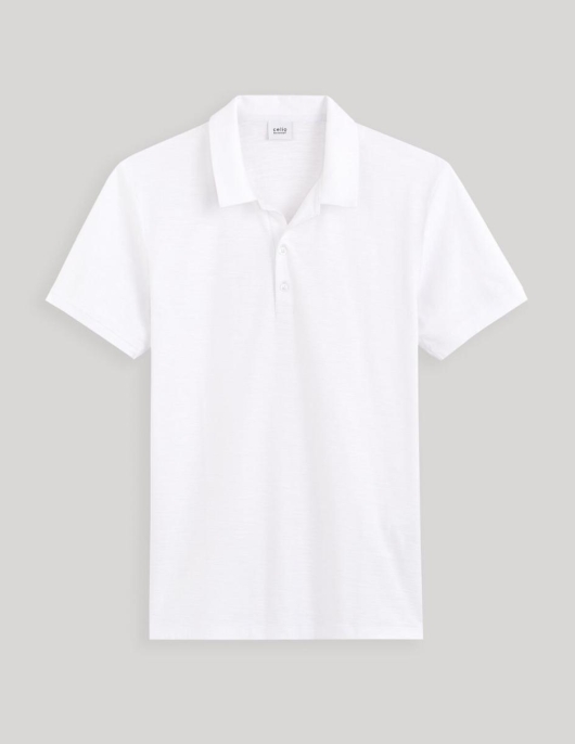 Homme Polo Col Cubain – Blanc | Celio Polos