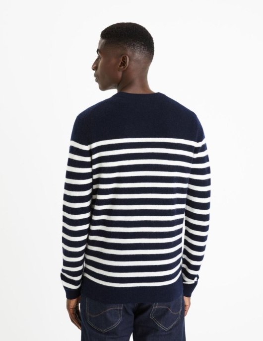 Homme Pull Col Rond En Laine Et Cachemire – Marine | Celio Pulls Col Rond