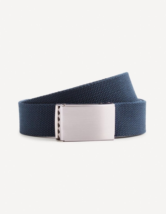 Homme Ceinture Sangle Avec Boucle En Métal – Marine | Celio Ceintures Et Bretelles