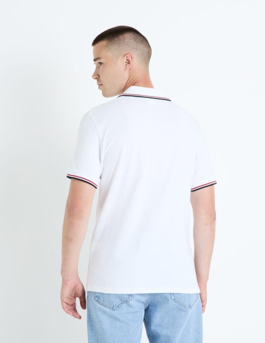 Homme Polo Piqué En Coton élasthanne – Blanc | Celio Polos