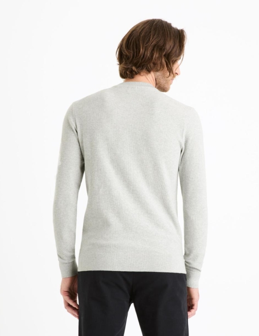 Homme Pull Col Rond 100% Coton – Gris | Celio Pulls Col Rond