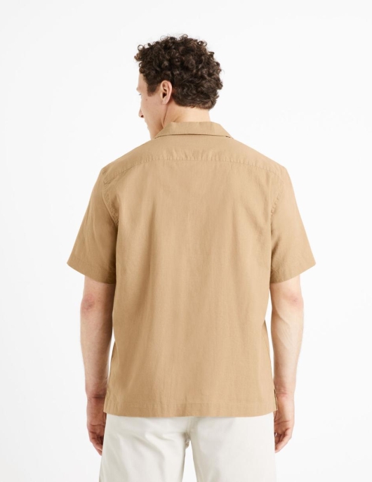 Homme Chemise Relax Lin Coton – Marron | Celio Chemises